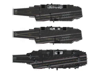 Chinese aircraft carriers CV16 CV17 CV18 with carrier-based 3D model