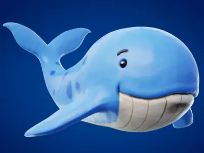 Stylized Cartoon Whale 3D model