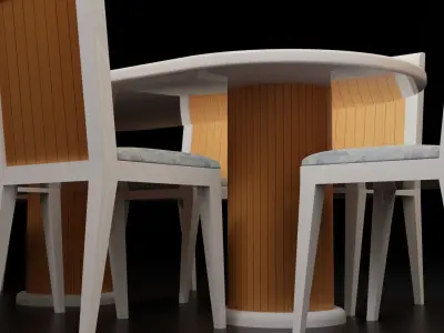 Mid-century Modern Dining Table with 2 round poles Free 3D model