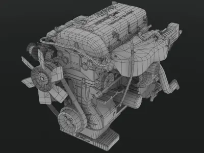 Nissan SR20DET Black Top engine Low-poly 3D model