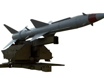 S-75 Dvina-Volhov SA-2 Guideline soviet cold war SAM system Low-poly 3D model