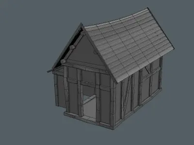 High Quality enterable Medieval house - Building N Low-poly 3D model