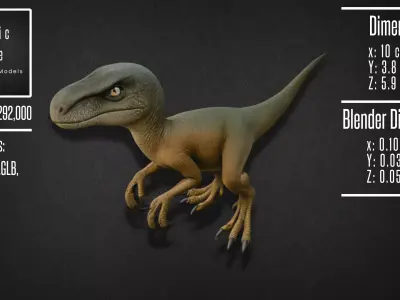 Realistic Velociraptor Model 3D model
