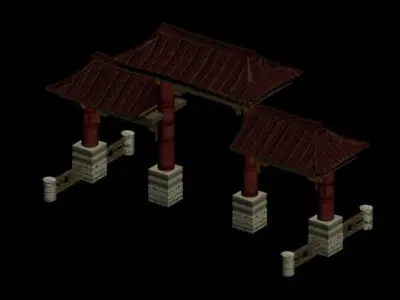 Chinese pailao gateway Low-poly 3D model