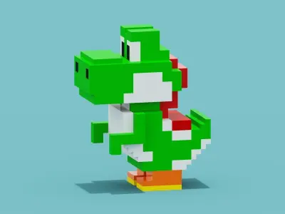 Voxel Dinosaur  Yoshi Low-poly 3D model