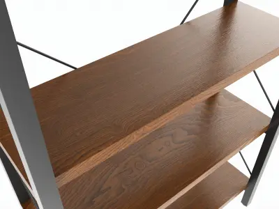 Store Industrial Shelf Bookcase Metal and Wooden 3D model