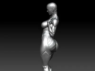 cyber girl stand 3D print model