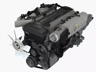 Toyota 2JZ GTE engine Low-poly 3D model