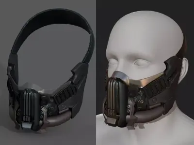 Helmet gas mask scifi military combat armor  Low-poly 3D model