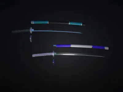 Samurai Weapons Pack Low-poly 3D model