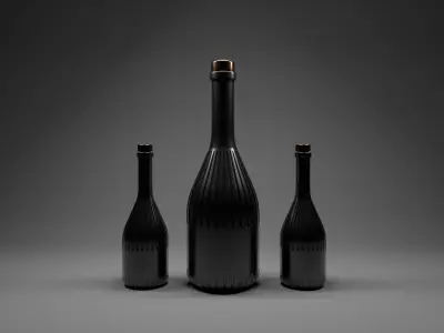 Bottle three bottles Free low-poly 3D model