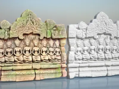 High poly Ruin Temple Walls - 240702 3D model