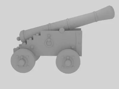 Cannon wooden Low-poly 3D model