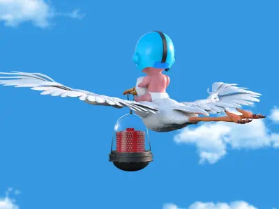 Cartoon Stork 3D model 3D model