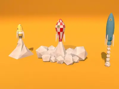 Low Poly Rockets rocket 3D model