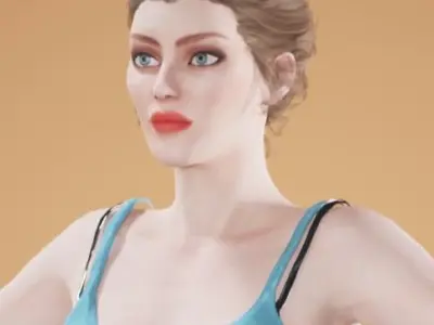 game rigged girl Low-poly 3D model