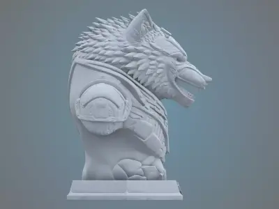 Cybernetic Alpha Wolf Bust PM-55 3D print model