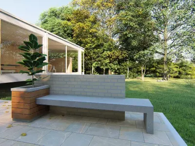 Outdoor Bench Low-poly 3D model shop