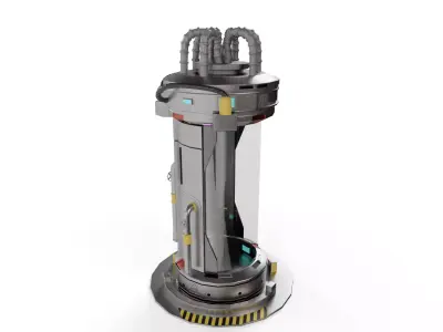 Sci-Fi Cryopod Stasis Chamber Low-poly 3D model