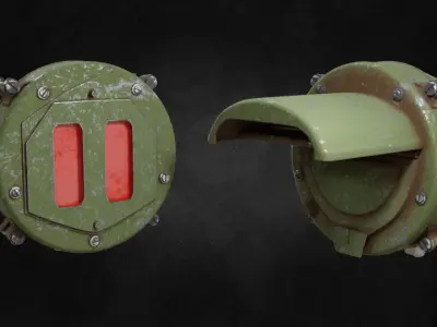 Tank Headlight low-poly 3d model set Low-poly 3D model