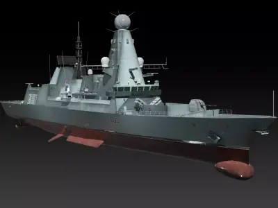 Type 45 Destroyer HMS Daring Low-poly 3D model