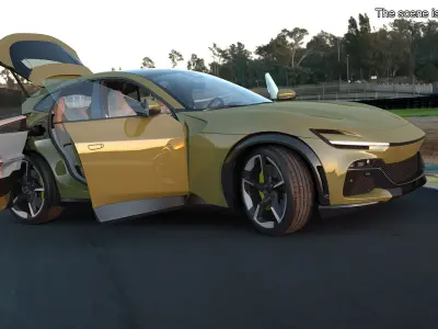 Extreme Sports Crossover Car Olive Rigged 3D model