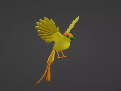 Low poly Yellow Bird Free low-poly 3D model