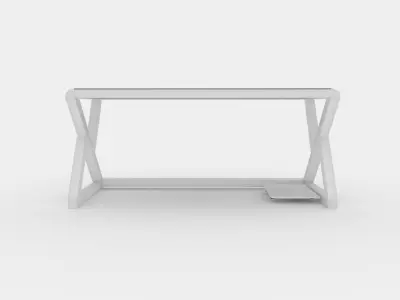 Tempered glass computer desk home office simple modern Free 3D model