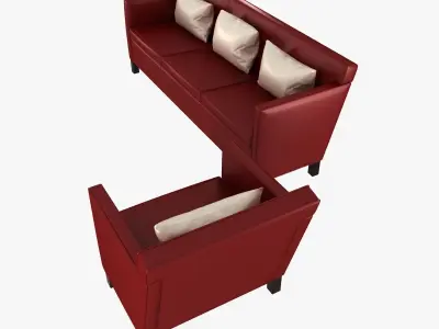 Knoll Krefeld leather sofa and chair 3D model