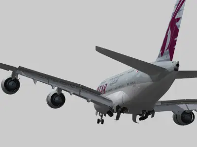 Airbus 380-8 Qatar Airways livery Low-poly 3D model