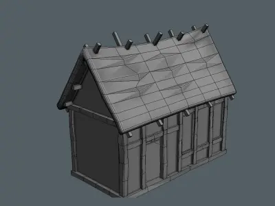 High Quality enterable Medieval house - Building K Low-poly 3D model