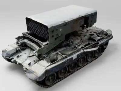 Russian TOS-1 Buratino TOS-1A Solntsepyok destroyed by Ukraine 3D model