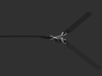 Boeing CH-47 chinook rotor system  Low-poly 3D model