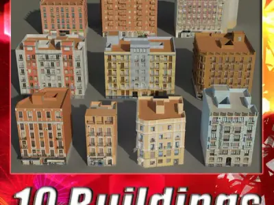 Building Collection 61 - 70 Low-poly 3D model