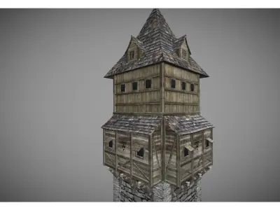 low poly middle ages tower 2 Free low-poly 3D model