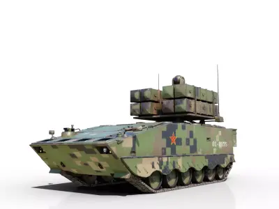 4 coatings of PLA Army AFT-10 Anti-tank Missile launch vehicle Low-poly 3D model