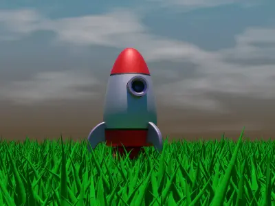 3d Rocket in grass Low-poly 3D model