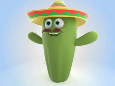Cactus With Hat 3D model
