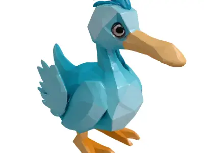 Low Poly Cartoon Duck Low-poly 3D model