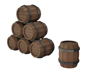 Stylized Barrel Package Low-poly 3D model