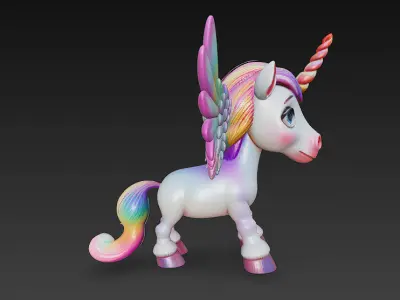 Unicorn Pony Rainbow Realistic 3D Model Basic - Low Poly Low-poly 3D model