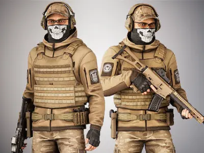 Casual Soldier 04 Low-poly 3D model