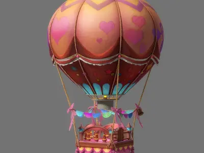 Cartoon Hot Air Balloon 3D model