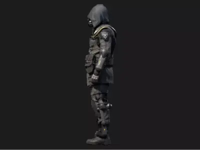 Sci-Fi Hooded Spec-Ops Low-poly 3D model