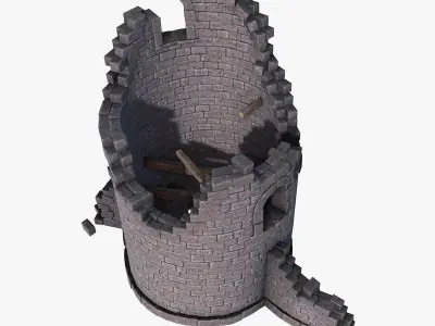 Ruined Tower Low-poly 3D model