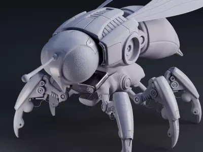 Mecha Bee Low-poly 3D model