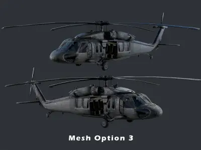 Sikorsky UH60 Black Hawk Military Helicopter Game Ready Pack 01 Low-poly 3D model