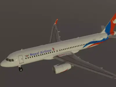 Nepal airlines airbus a320-232 low poly 3D Model Low-poly 3D model