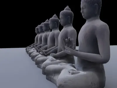 Borobudur 3D Model - The Six Mudras Buddha Statue Only- Low-poly 3D model