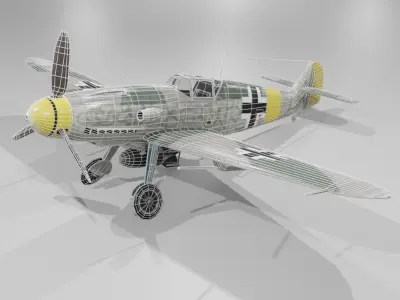 Messerschmitt Bf 109 F-1 Fighter Aircraft  Low-poly 3D model